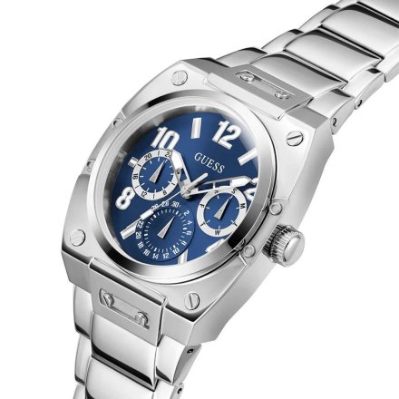 Guess Prodigy zegarek męski srebrny z niebieską tarczą GW0624G1