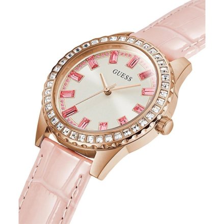 Guess Sparkling Pink zegarek damski różowy na pasku z kryształami GW0032L2