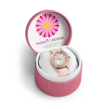 Guess Sparkling zegarek damski różowy na pasku z kryształami GW0032L2