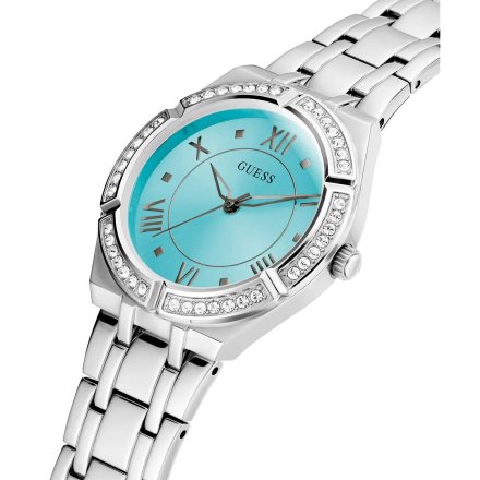 Guess Cosmo zegarek damski srebrny z tarczą Tiffany Blue GW0033L7