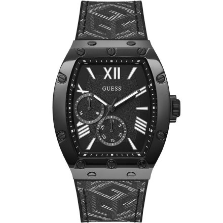 Guess Phoenix zegarek męski czarny na logowanym pasku GW0645G2