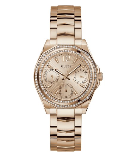 Guess Ritzy zegarek damski multifunkcyjny różowozłoty na bransolecie GW0685L3