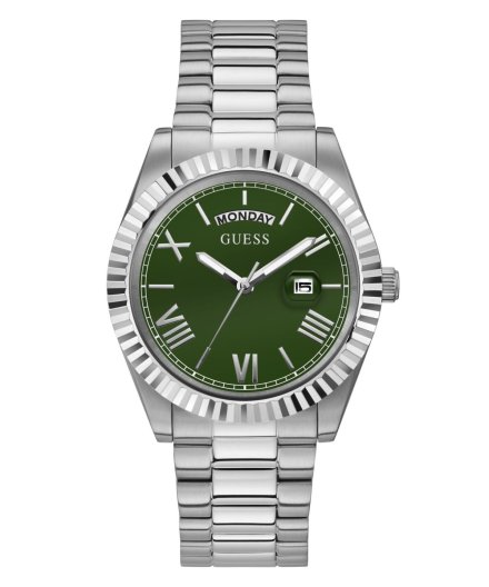 Guess Connoisseur zegarek srebrny z zieloną tarczą GW0265G10