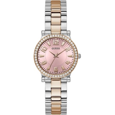 Guess Fawn zegarek damski z dwukolorową bransoletką z różową tarczą GW0686L4