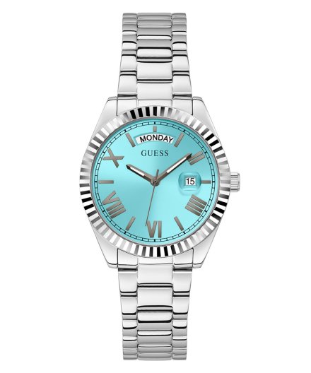 Guess Luna zegarek damski srebrny z tarczą Tiffany Blue GW0308L4