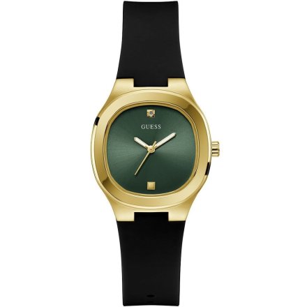 Guess Eve zegarek damski złoty na pasku z zieloną tarczą GW0658L1