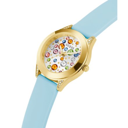 Guess Mini Wonderlust zegarek damski błękitny z kolorowymi kryształami GW0678L1