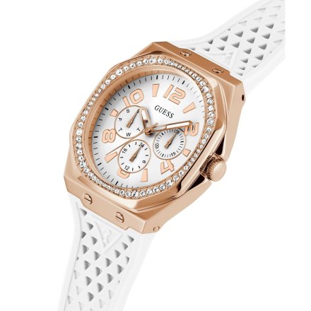 Guess Zest zegarek damski z kryształkami i białym paskiem GW0694L3