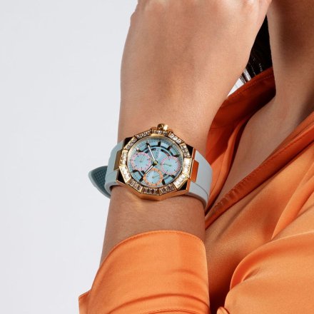 Guess Selene zegarek damski z kryształkami błękitny pastelowy GW0695L1