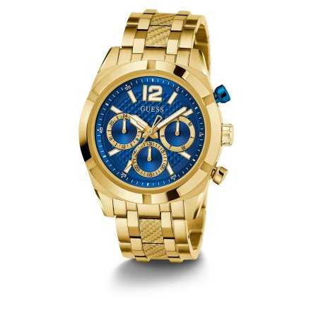 Guess Resistance zegarek męski złoty na bransolecie niebieski GW0714G2
