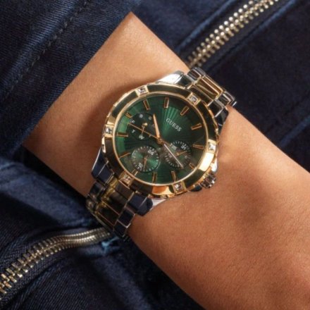 Guess Mist zegarek damski złoty z zieloną tarczą GW0723L1