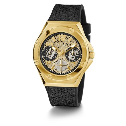 Guess Asteria zegarek damski na pasku czarno-złoty GW0620L2