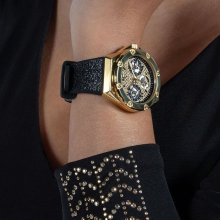 Guess Asteria zegarek damski na pasku czarno-złoty GW0620L2
