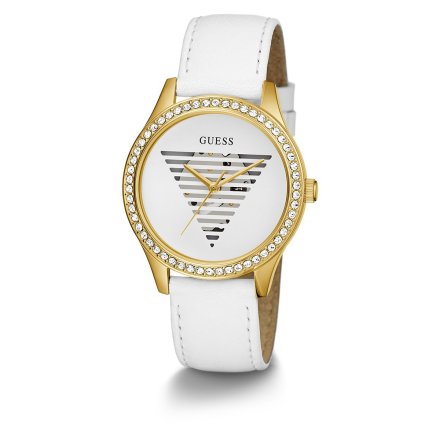 Guess Idol zegarek damski złoty na białym pasku GW0596L1