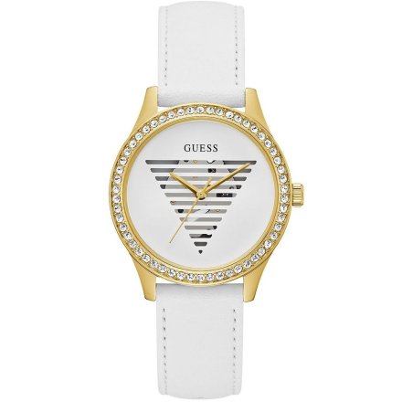 Guess Idol zegarek damski złoty na białym pasku GW0596L1
