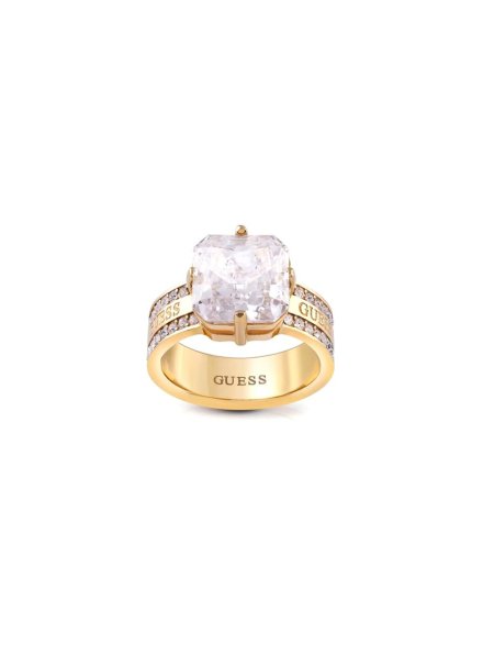 Guess Flashing Lights złoty pierścionek z dużym kryształem r.12 JUBR04232JW