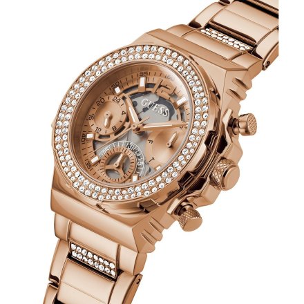 Guess Fusion zegarek damski różowe złoto z kryształkami GW0552L3