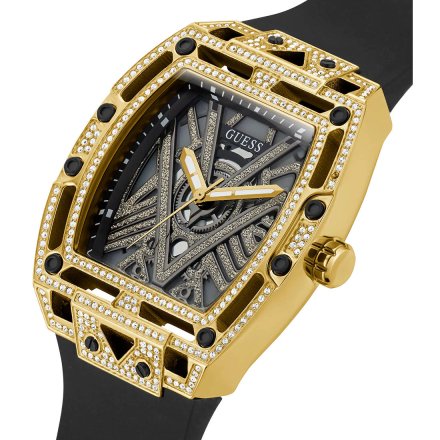 Guess Legend zegarek męski z czarnym paskiem kryształy GW0564G1