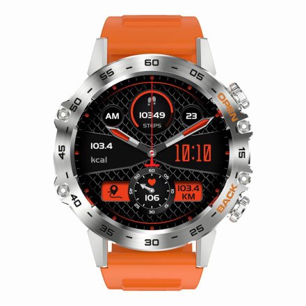 GRAVITY GT9-9 srebrno-pomarańczowy pasek smartwatch męski z funkcją rozmowy